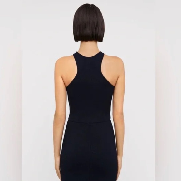 Scanlan Theodore Crepe Knit Racerbank Tank Top Cami in NAVY - NEW - Small - Picture 4 of 8